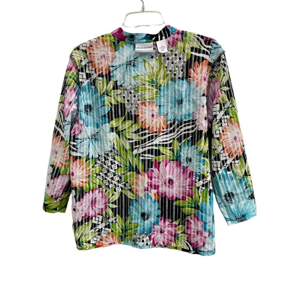Alfred Dunner Women's Bright Floral Print 3/4 Sleeve Button Down Blouse Size 14P - Picture 5 of 16